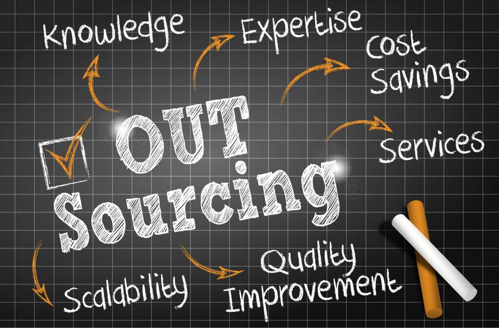 Tafel mit Outsourcing-Konzept und Vorteilen | Essen Reinigungsfirma